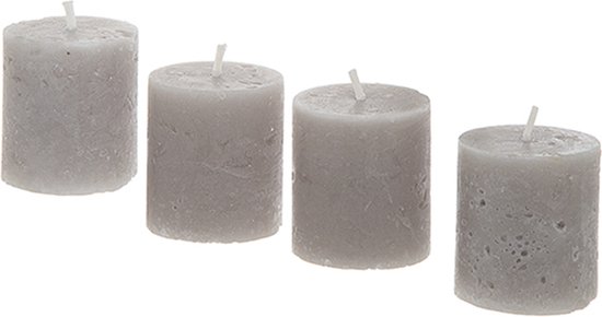 Set van 4 grijze cilindervormige kaarsen H5