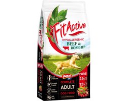 Fit Active Pure Beef & Rosehip – Hypoallergene mono-eiwit hondenbrokken zonder kip of tarwe – Hondenvoer met rundvlees - 3kg