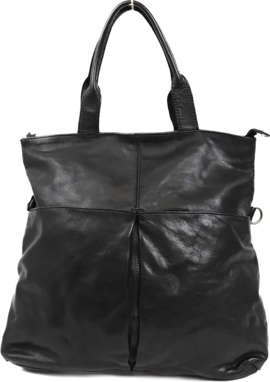 Bear Design Juna Sac à main / sac à bandoulière en cuir - Zwart