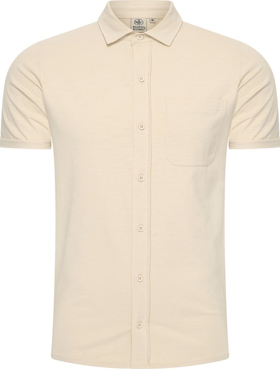 Mario Russo Korte Mouwen Overhemd - Overhemd heren - Polo Shirt Heren - t shirt heren - 3XL - Beige