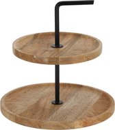JENS Living Etagere - Mango hout - 2 laags - ∅26 x 28 cm - Bruin