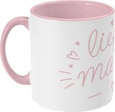 Mok Moederdag Cadeau “Liefste Mama” - Roze - Geschikt voor de Vaatwasser & Magnetron.