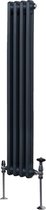 Monster Shop Radiateurs verticaux à 2 colonnes de style traditionnel 1500 mm x 202 mm - Acier au carbone de haute qualité - Puissance calorifique élevée en BTU - Comprend un kit de fixation et une brosse - Garantie 15 ans - Grijs anthracite