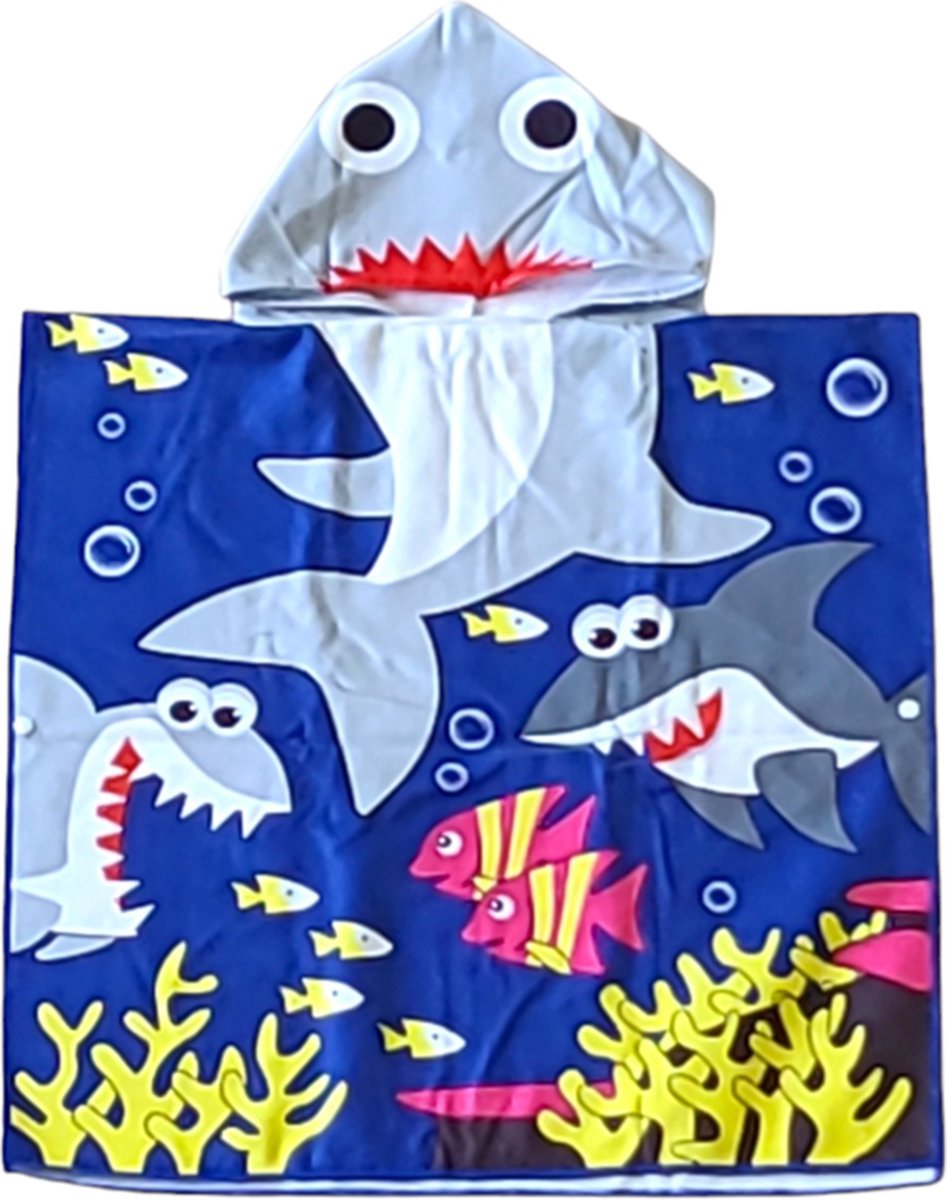 Kids Strand Poncho Shark Blue