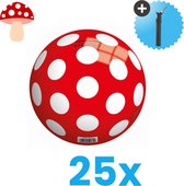 Rood met witte stippen - Lichtgewicht Speelgoed Bal - Kinderbal - 23 cm - Volumebundel 25 stuks - Inclusief Balpomp