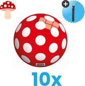 Rood met witte stippen - Lichtgewicht Speelgoed Bal - Kinderbal - 23 cm - Volumebundel 10 stuks - Inclusief Balpomp