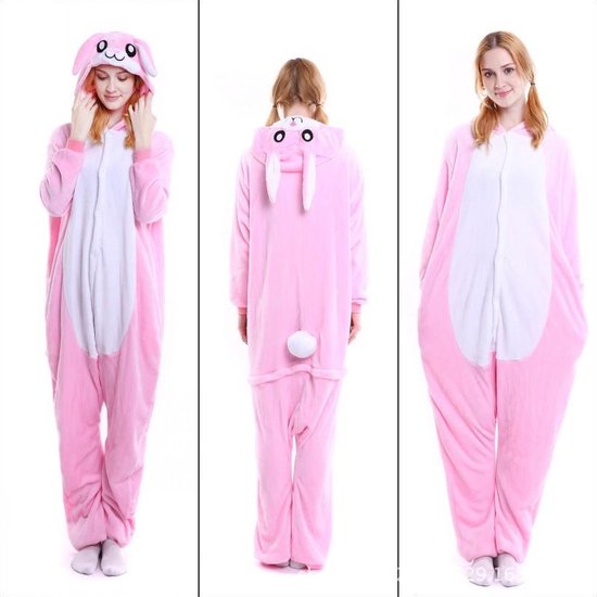 Roze Konijn onesie - Dieren - Verkleedkleren - kinderen - Huispak