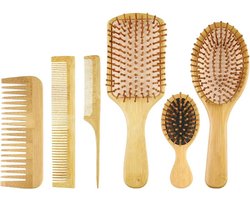 DWIH® - Bamboe Borstel en kammen set - 6 stuks