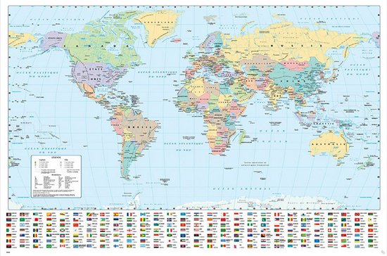 Poster Harper Collins - World Map 21 - Frans - 91,5x61cm | bol