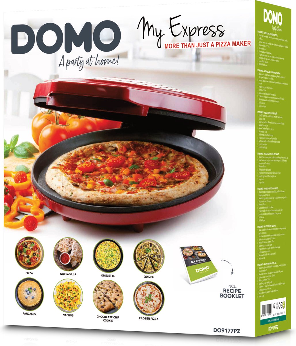 DOMO DO9177PZ Pizzamaker 'My Express' - Pizza Oven - Ø 30 cm - 1450 W - Rood – foto 7