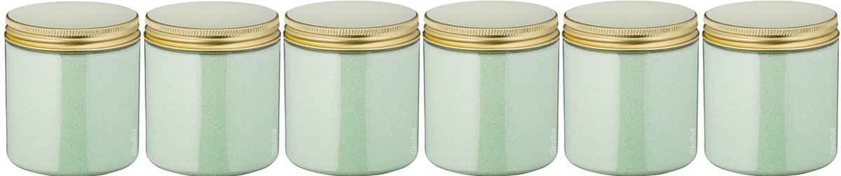 Goedkoopste Scrubzout Eucalyptus 300 gram - Pot met gouden deksel - set van 6 stuks - Hydraterende Lichaamsscrub