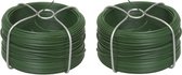 Binddraad/wikkeldraad - 2x rolletjes - groen - 50 m x 1,1 mm - plantendraad - geplastificeerd ijzerdraad