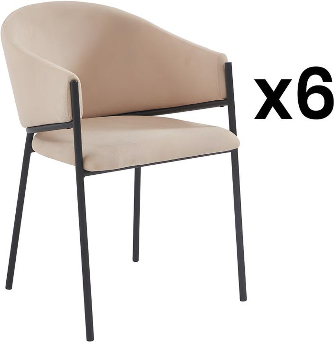 Vente-unique Set van 6 stoelen met armleuningen van stof en metaal - Beige - ORDIDA