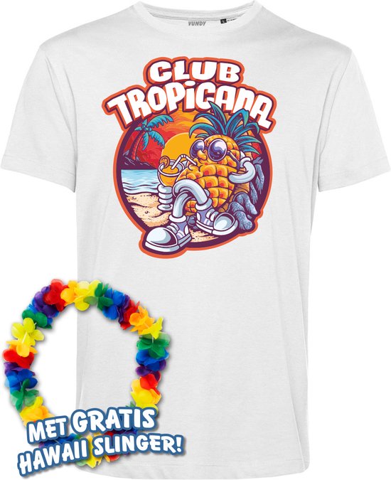 T-shirt vacances Tropical | Les meilleurs en concert 2024 | Club Tropicana | Chemise hawaïenne | Vêtements Ibiza | Blanc | taille M