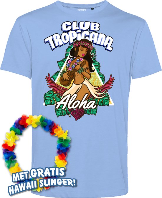 T-shirt Hawaiian Hula Ukelele | Toppers in Concert 2024 | Club Tropicana | Hawaii Shirt | Ibiza Kleding | Lichtblauw | maat XL