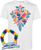 T-shirt Oiseaux Tropicana | Toppers in concert 2024 | Club Tropicana | Chemise hawaïenne | Vêtements Ibiza | Blanc | taille L.