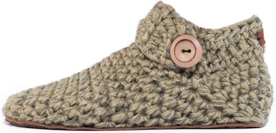 Foto: Kingdom of wow sloffen enkelhoog unisex wol barefoot winter moss maat 42 43 handgemaakt