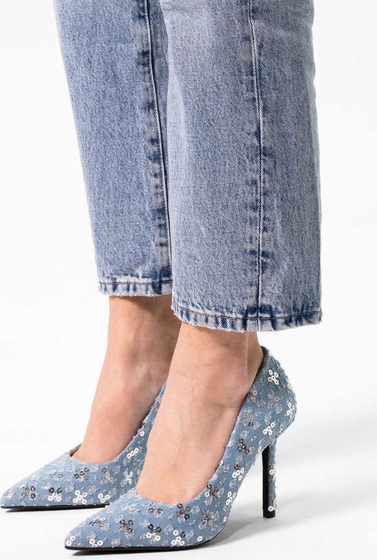 Sacha - Dames - Denim pumps met pailletten - Maat 36