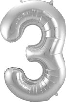 Cijfer Ballonnen Ballon Cijfer 3 Verjaardag Versiering Feest Helium Ballonnen Cijferballon Folieballon Zilver Xl Formaat