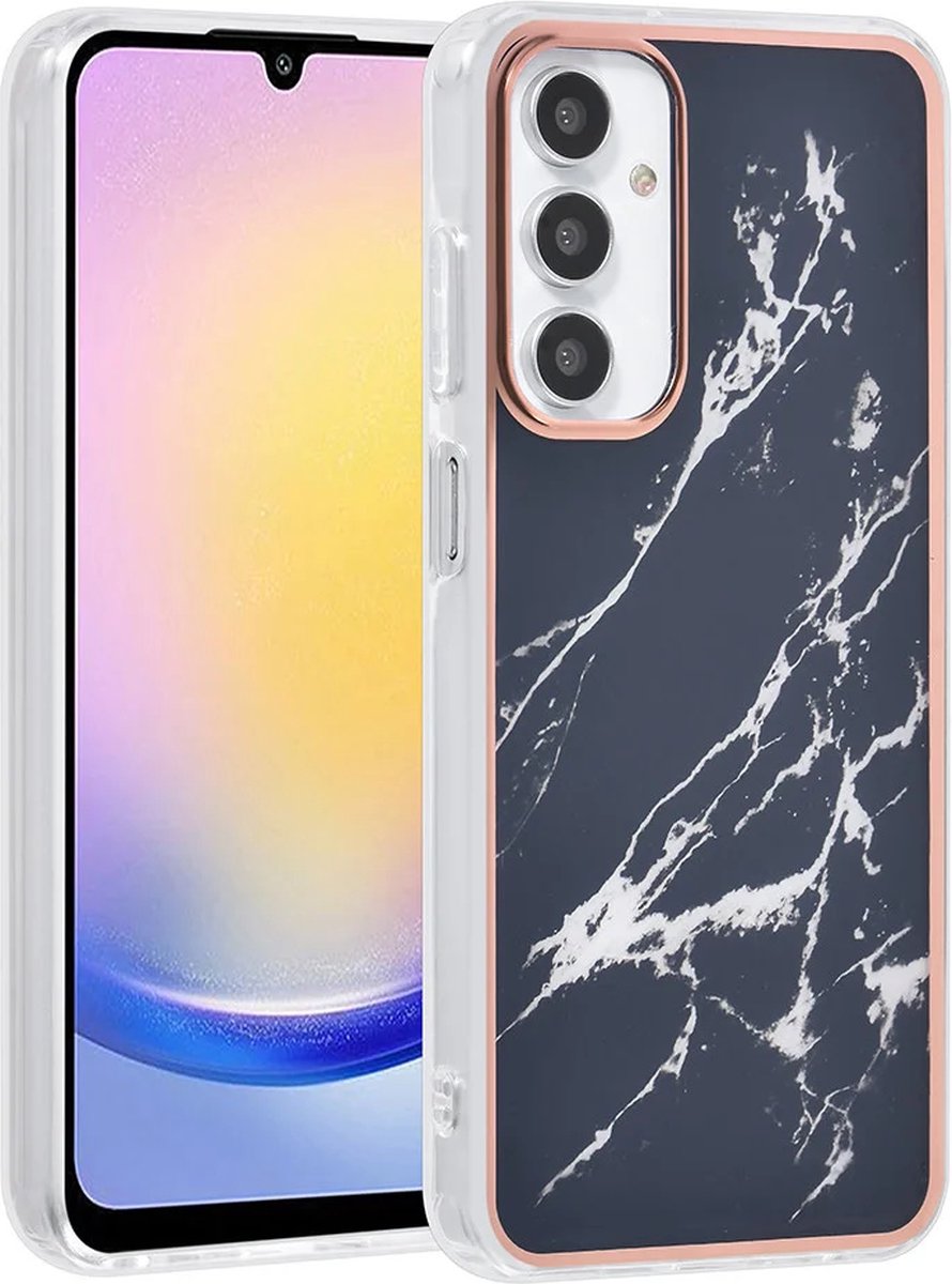 TPU Back Cover hoesje - Marble Zwart - Geschikt voor: Samsung Galaxy A35