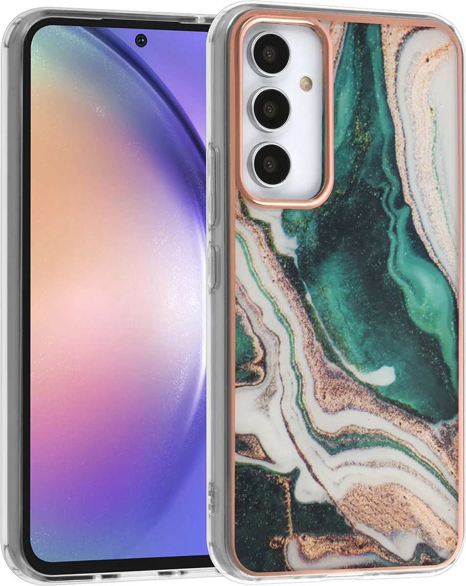 TPU Back Cover hoesje - Marble Groen - Geschikt voor: Samsung Galaxy A54