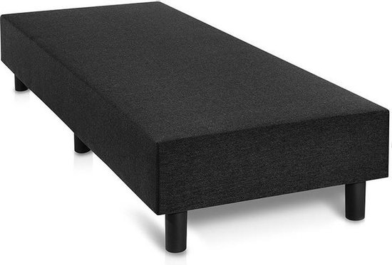 Boxspring Otto lederlook zwart 100x220 zonder matras, zonder hoofdboord en zonder topper.