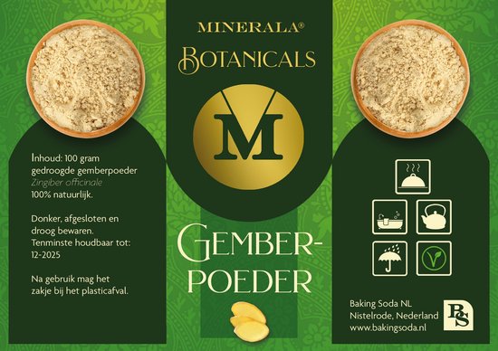 Gingembre en poudre 100 grammes - Gingembre moulu - Minerala Botanicals