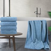 Microvezel badhanddoek - sneldrogend/niet-pluizend - 4 stuks - blauw - 144,8 x 76,2 cm
