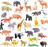 dieren 54 stuks mini-speelgoedset van jungle-dieren, dierfiguren, leerstoffen, feestaccessoires, speelgoed voor jongens en kinderen, dierenwereld, levensechte wilde dieren, speelset van dieren in het bos en
