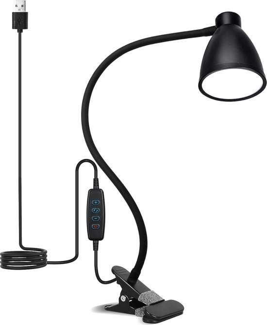 Hoofdbord Boeklamp - Rubberen Klem - USB Oplaadbaar - Perfect Voor In Bed - Bedlampjes hoofdbord - Zwart