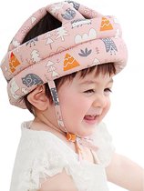Schokbestendige veiligheidshelm voor baby's - Beschermende hoofdbedekking voor kinderen - Verstelbare katoenen helm voor veilig kruipen en lopen - Roze 0-3 jaar