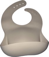 The Gifter - Siliconen slabber - met opvangbakje - beige - verstelbaar - voor baby’s en peuters