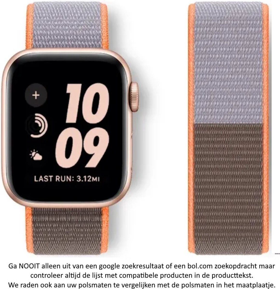 Bruin Oranje achtige Nylon Horloge Band Geschikt voor Apple Watch 1, 2, 3, 4, 5, 6, 7, 8, SE, 38mm & 40mm "Vrouwenbreedte" Series - Zacht Geweven Nylon - 38 mm en 40 mm - Oranje Brown ish - Maat: zie maatfoto