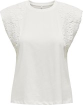 Only T-shirt Onlhenrietta Life S/l Top Box Jrs 15324592 Cloud Dancer/lace Detai Dames Maat - L