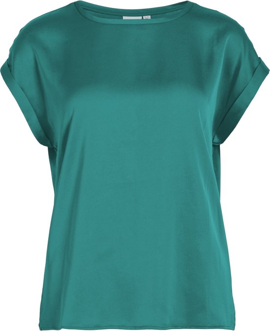 Vila T-shirt Viellette S/s Satin Top - Noos 14059563 Tropical Green Dames Maat - 36