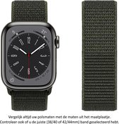 Donkergroen / Legergroen / Cargo Groen Nylon Horloge Band Nylon Horloge Band geschikt voor Apple Watch 1, 2, 3, 4, 5, 6, 7, 8, SE & Nike+, 42mm, 44mm & 45mm "Mannenbreedte" Series - Zacht Geweven Nylon - 42 mm, 44 mm en 45 mm - Maat: zie maatfoto