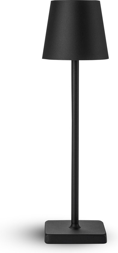 Lumi Tafellamp Oplaadbaar - Draadloos en Dimbaar - Moderne Touch Lamp - Tafellamp Buiten - Bureaulamp Woonkamer - Nachtlamp Slaapkamer - Leeslamp - Schemerlamp - 5200mAh Batterij - IP65 Waterdicht - Industrieel - 38 cm - Zwart