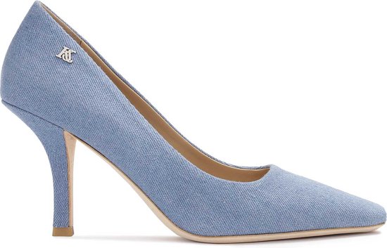 Denim stilettos with a comfortable heel