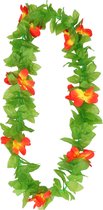 Boland Hawaii krans/slinger - Tropische kleuren mix groen/rood/geel - Bloemen hals slingers - Party verkleed accessoires