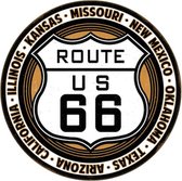Route 66 Embossed Metal Sign - Ø30cm