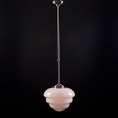 Art deco hanglamp Oxford | 1 lichts | Ø 25 cm | 65-105 | grijs / staal / wit | glas / metaal | plafondlamp | verstelbaar | woonkamer lamp | gispen / retro / jaren 30