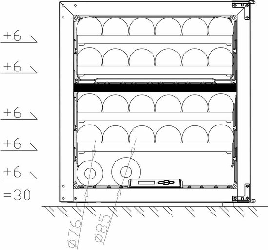 Pevino Premium 30 Flessen Inbouw wijnkoelkast 2 zones -  Nismaat 60 cm