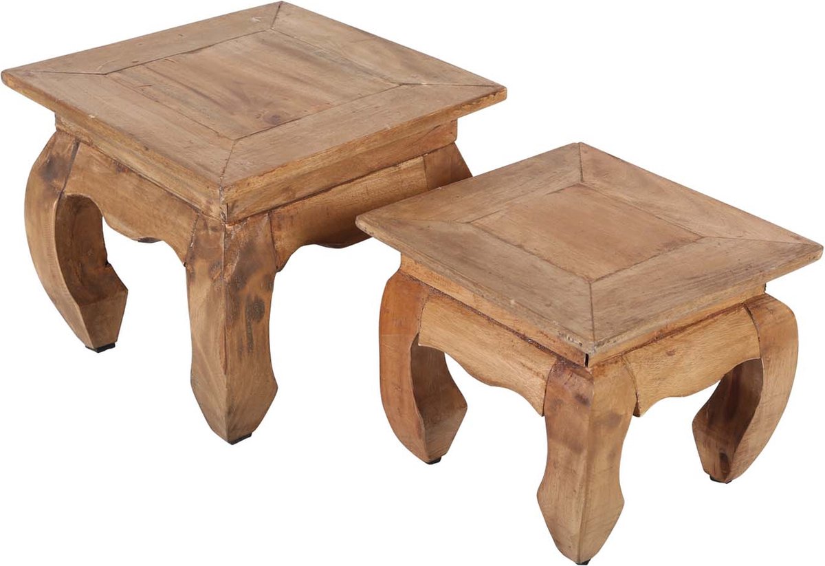 Oosterse opiumtafels natuur set van 2