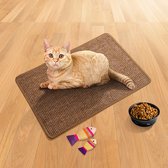 Kattenkrabmat, natuurlijke sisal-mat, bescherm tapijten en banken (38x30cm, bruin)