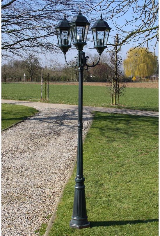 In de meeste gevallen Verlengen ritme Lantaarnpaal 230cm - 3 lampen - Groen Zwart | bol.com