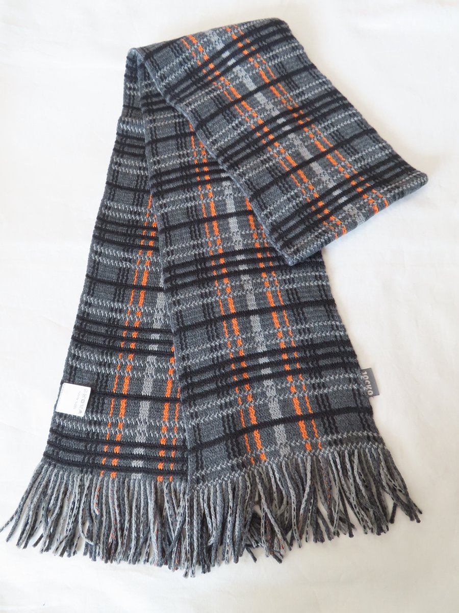 Jocko - Sjaal - Kinderen - Unie - Grijst , zwart , oranje - 15 cm op 150 cm