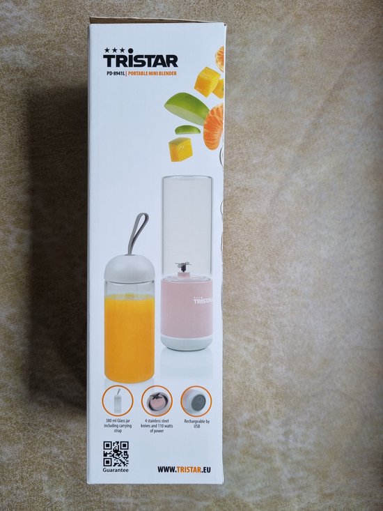 Tristar portable blender PD-8941M, rose, draagbare blender, 380 ml, USB aansluiting, fitness van Tristar — afbeelding 2