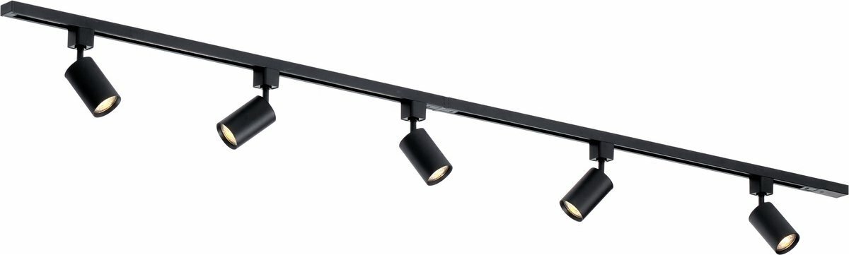 1-Mono Fase Railverlichting - GU10 Fitting – 200cm – I-vorm - 5 spots - Railsysteem– Zwart