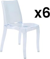 Set van 6 stapelbare stoelen LUCINDA - Polycarbonaat - Kristal L 50 cm x H 85 cm x D 50 cm