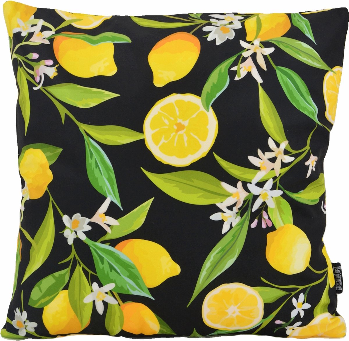 Gek op Kussens! Citroenen Zwart/Geel Kussenhoes | Katoen/Polyester | 45 x 45 cm